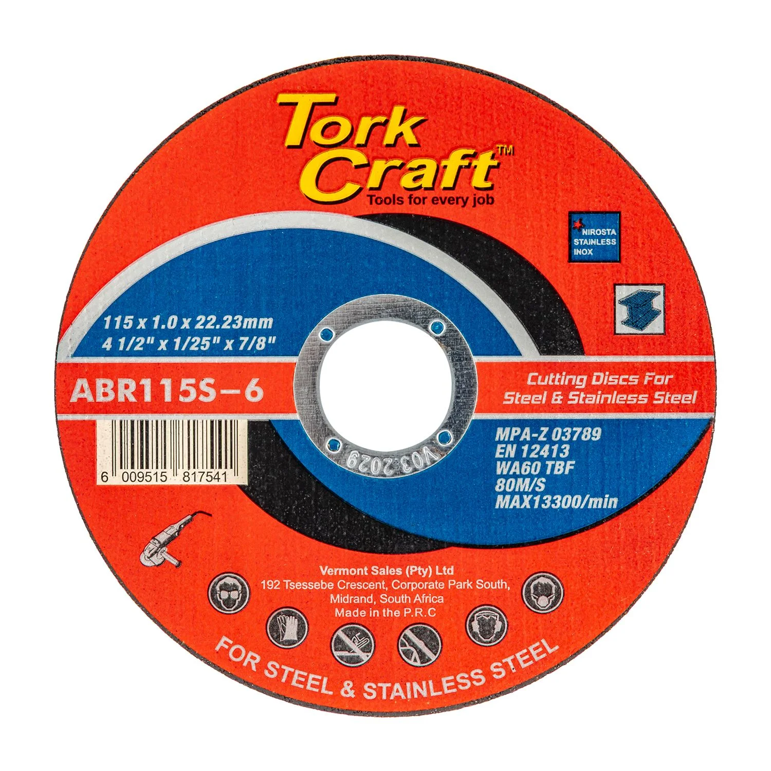 ABR115S-6.webp CUTTING DISC STEEL and SS 115 X 1.0 X 22.2 MM - Image 1