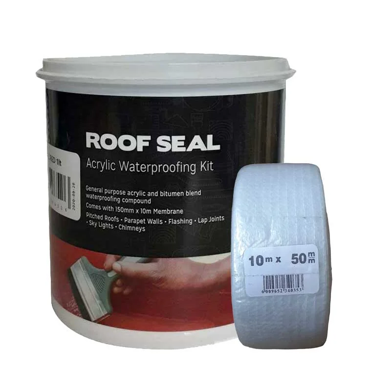 A10765.webp ROOF SEAL KIT ACRYL 1LTR BLACK C/MEMBRANE - Image 1