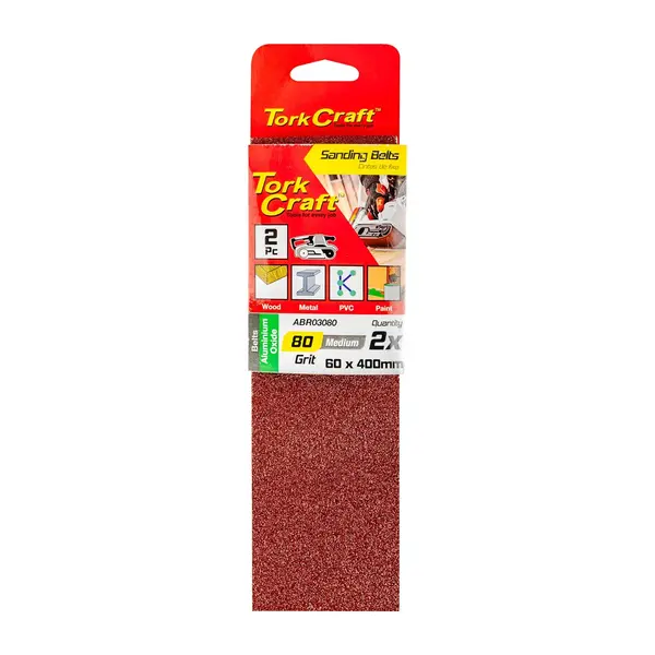 SANDING BELT 60 X 400MM 80GRIT 2/PACK (FOR TRITON PALM SANDER)