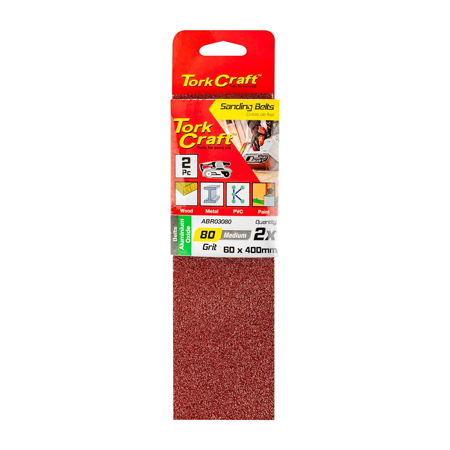 ABR03080.webp SANDING BELT 60 X 400MM 80GRIT 2/PACK (FOR TRITON PALM SANDER) - Image 1