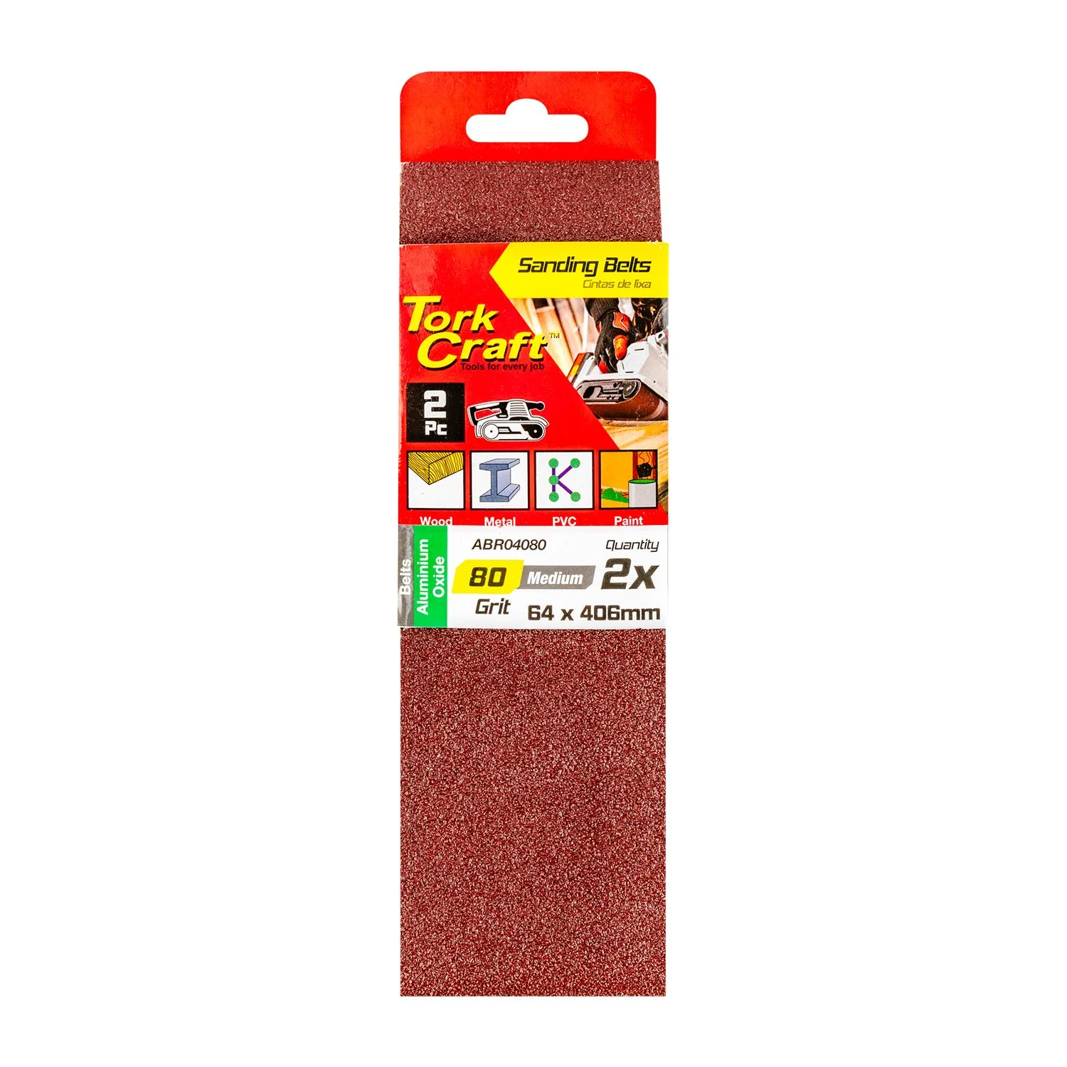 ABR04080.webp SANDING BELT 64 X 406MM 80GRIT 2/PACK - Image 1