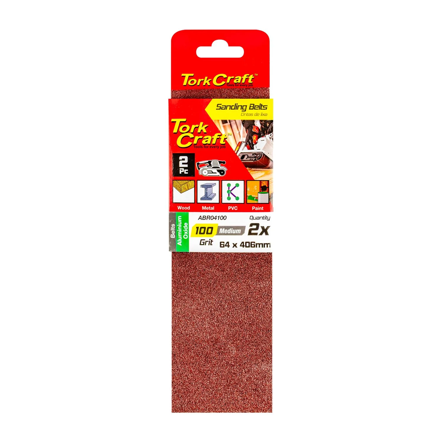 ABR04100.webp SANDING BELT 64 X 406MM 100GRIT 2/PACK - Image 1