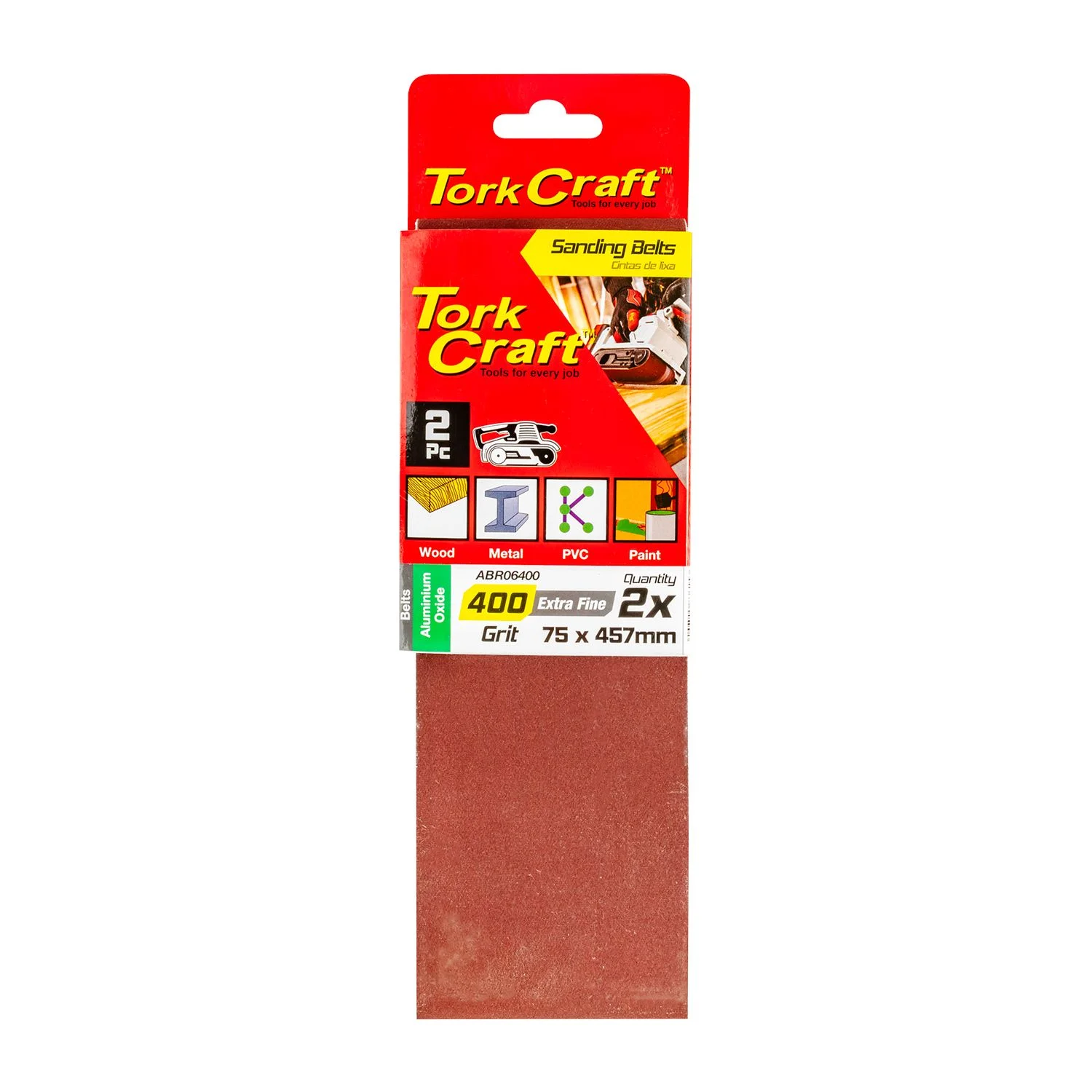 ABR06400.webp SANDING BELT 75 X 457MM 400GRIT 2/PACK - Image 1