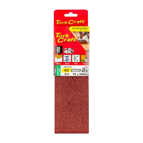 SANDING BELT 75 X 510MM 40GRIT 2/PACK