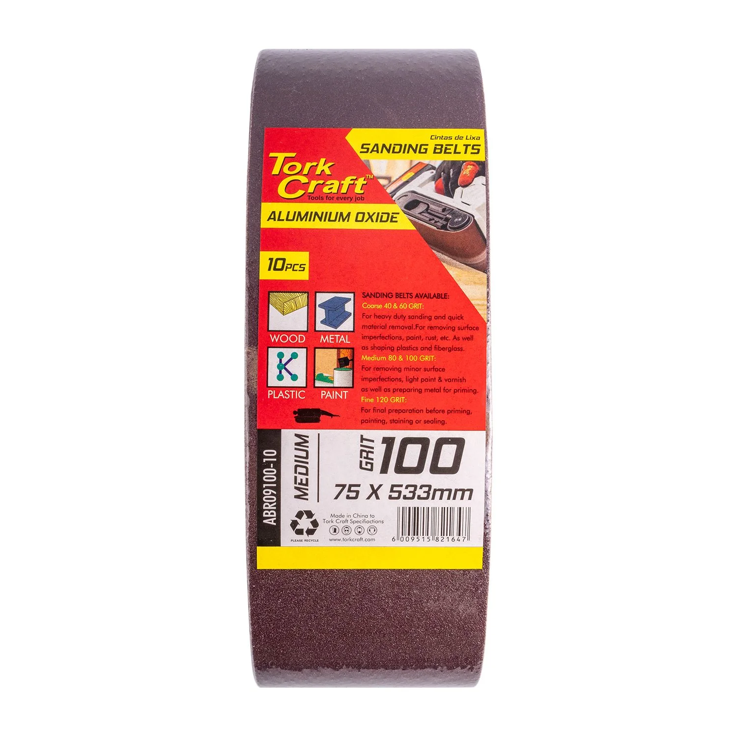 ABR09100-10.webp SANDING BELT 75 X 533MM 100GRIT 10/PACK - Image 1
