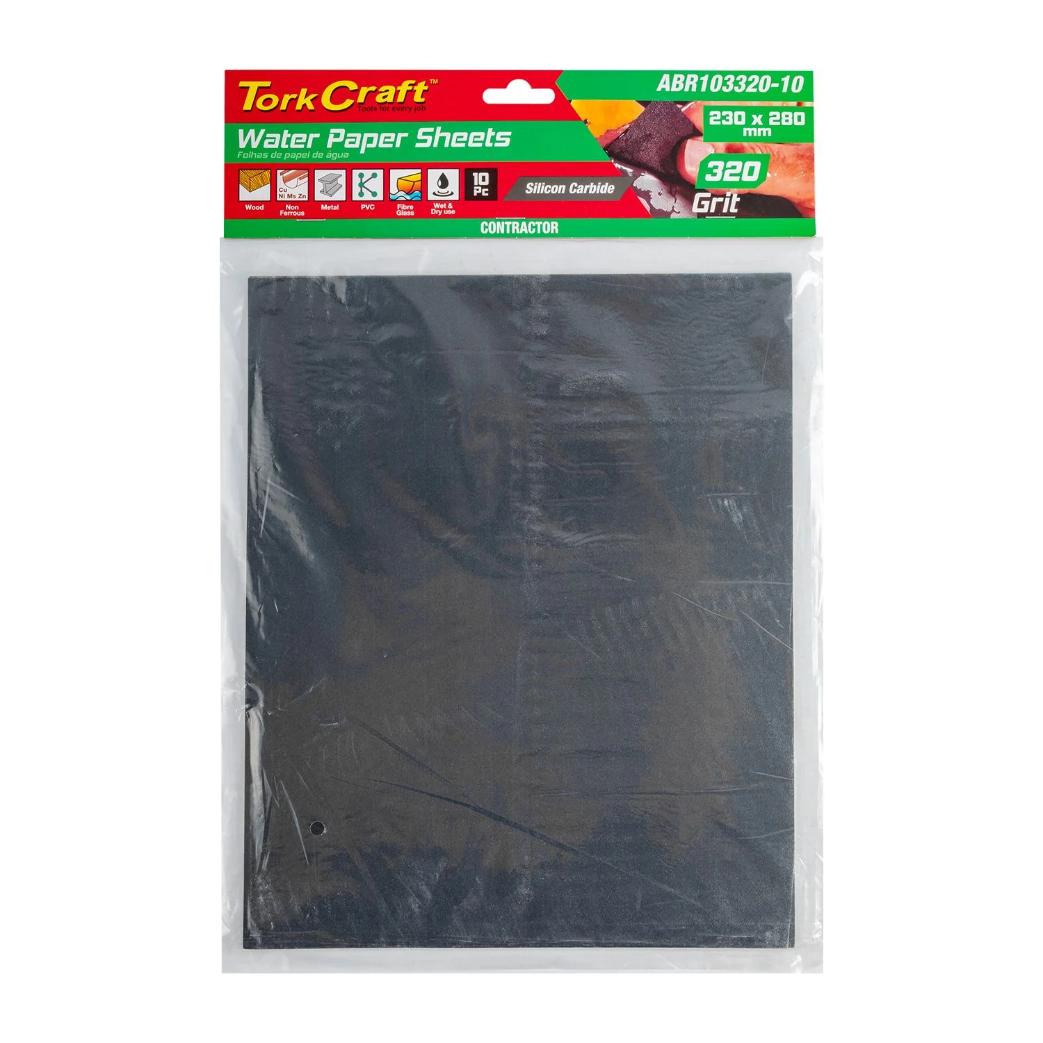 ABR103320-10.webp WATER PAPER 230 X 280MM 320 GRIT WET and DRY 10 PER PACK STD - Image 1