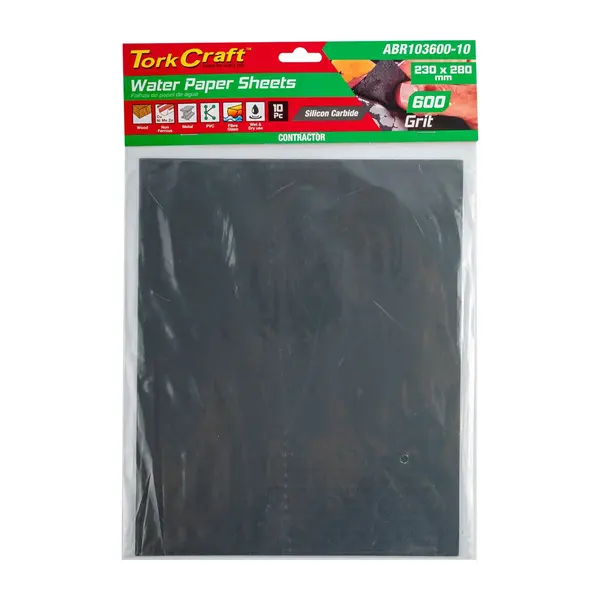 WATER PAPER 230 X 280MM 600 GRIT WET and DRY 10 PER PACK STD