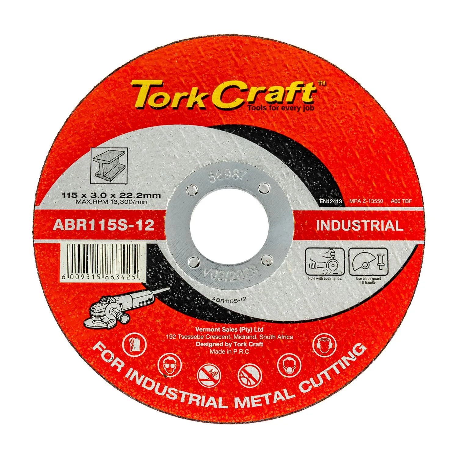 ABR115S-12.webp CUTTING DISC INDUSTRIAL METAL 115 X 3.0 X 22.2 MM - Image 1