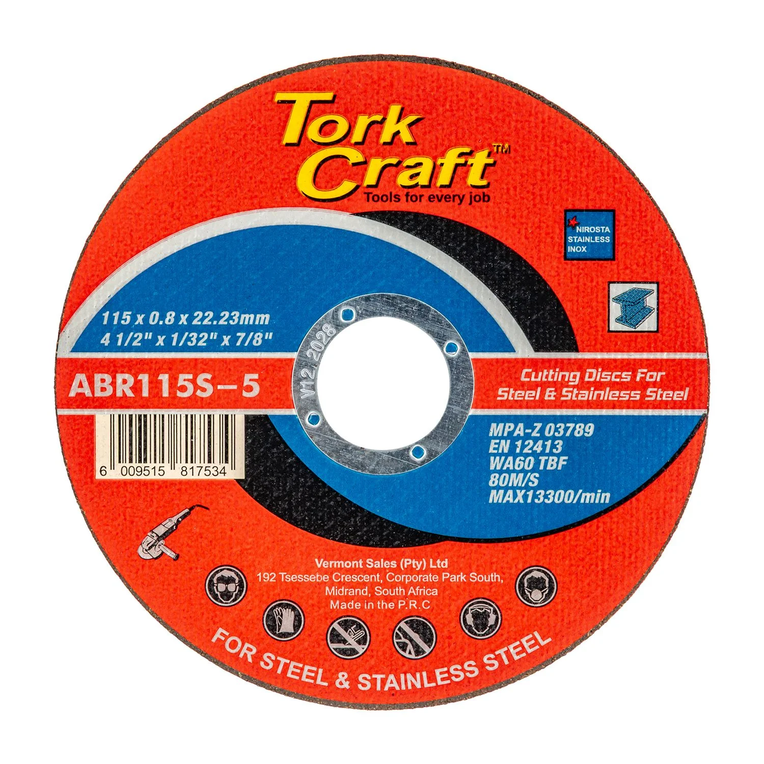 ABR115S-5.webp CUTTING DISC STEEL and SS 115 X 0.8 X 22.2 MM - Image 1