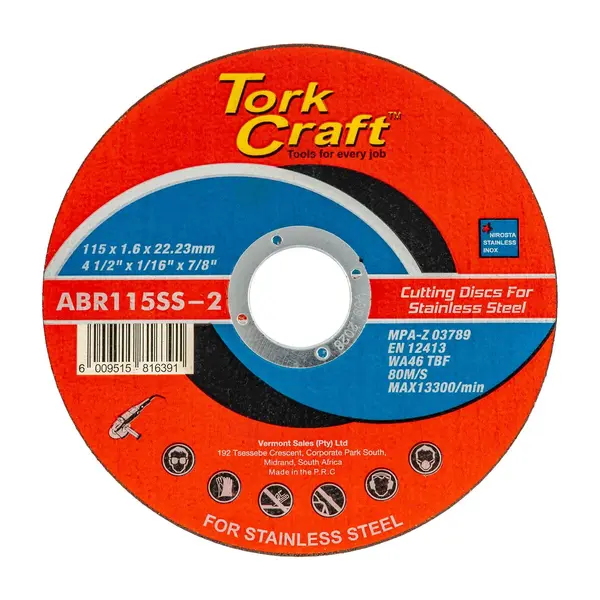 CUTTING DISC STAINLESS STEEL 115 X 1.6 X 22.22MM
