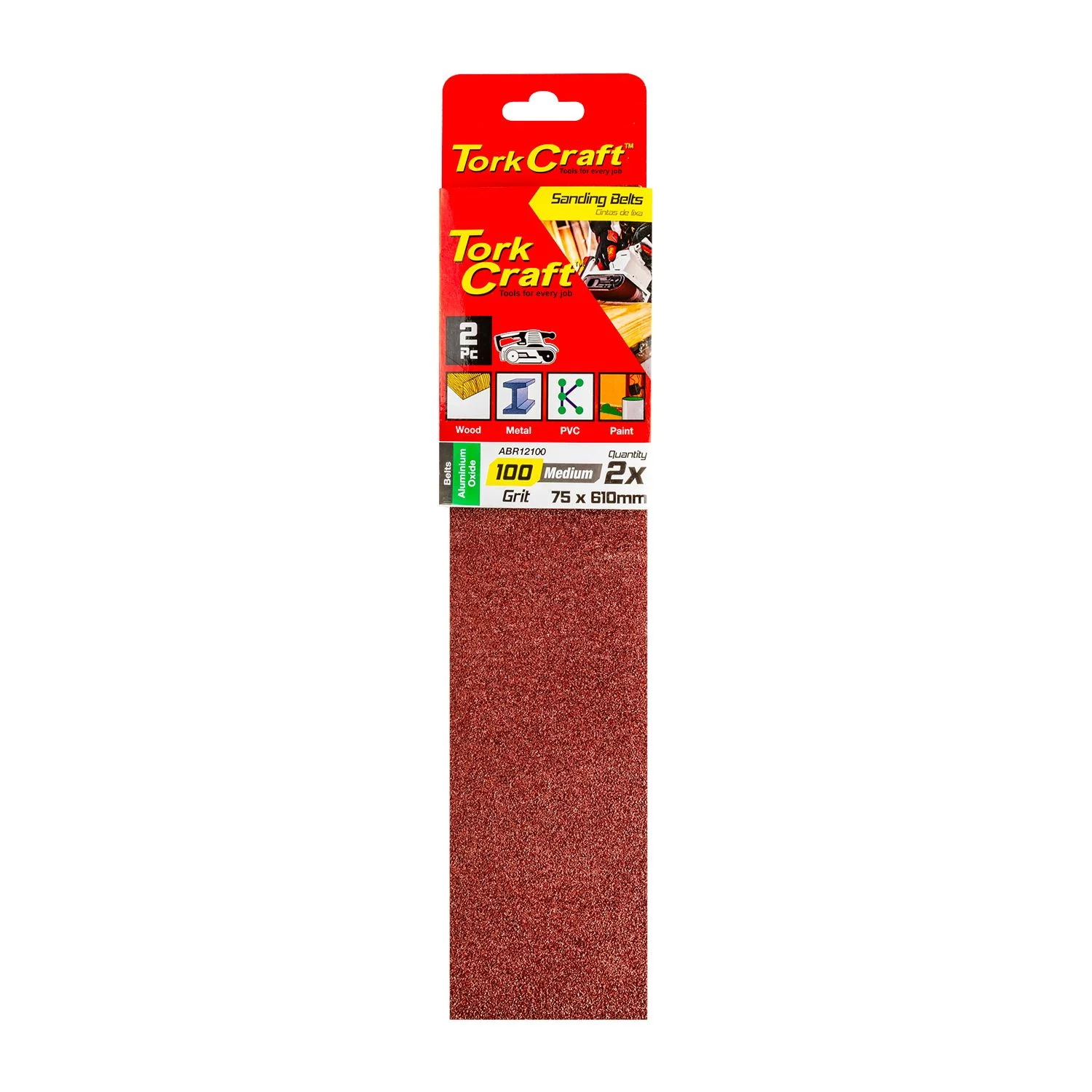 ABR12100.webp SANDING BELT 75 X 610MM 100GRIT 2/PACK - Image 1