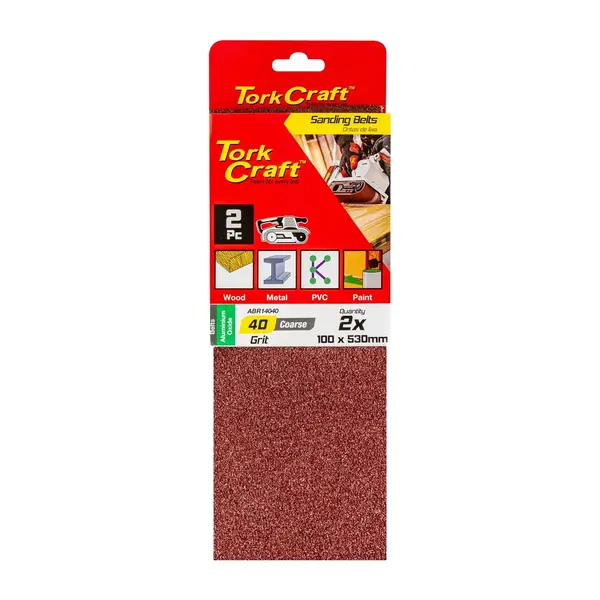SANDING BELT 100 X 530MM 40GRIT 2/PACK