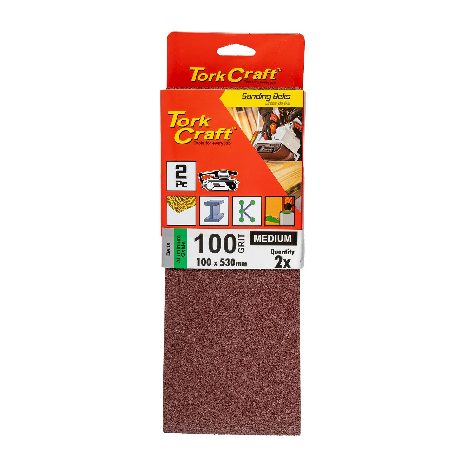 ABR14100.webp SANDING BELT 100 X 530MM 100GRIT 2/PACK - Image 1