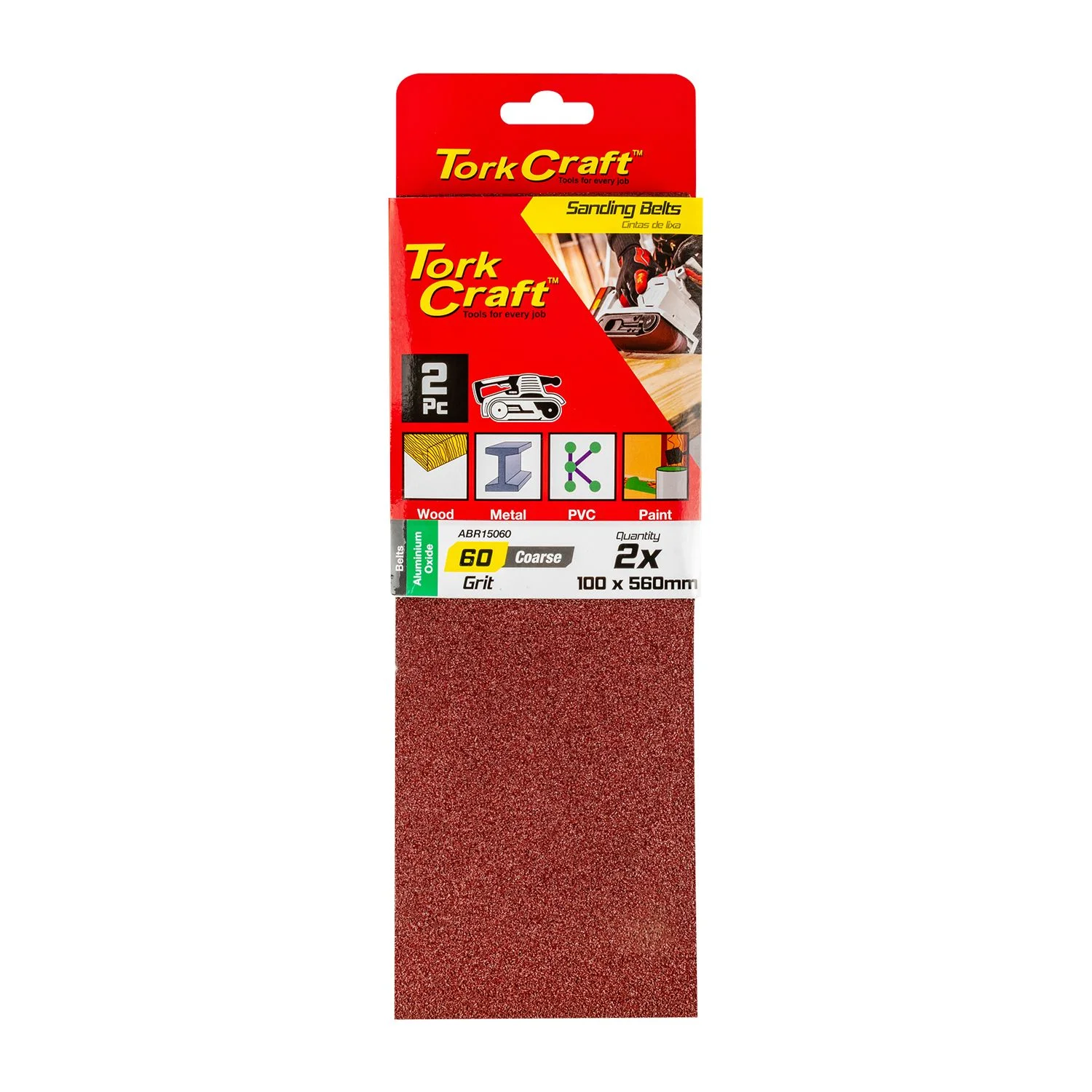 ABR15060.webp SANDING BELT 100 X 560MM 60GRIT 2/PACK - Image 1
