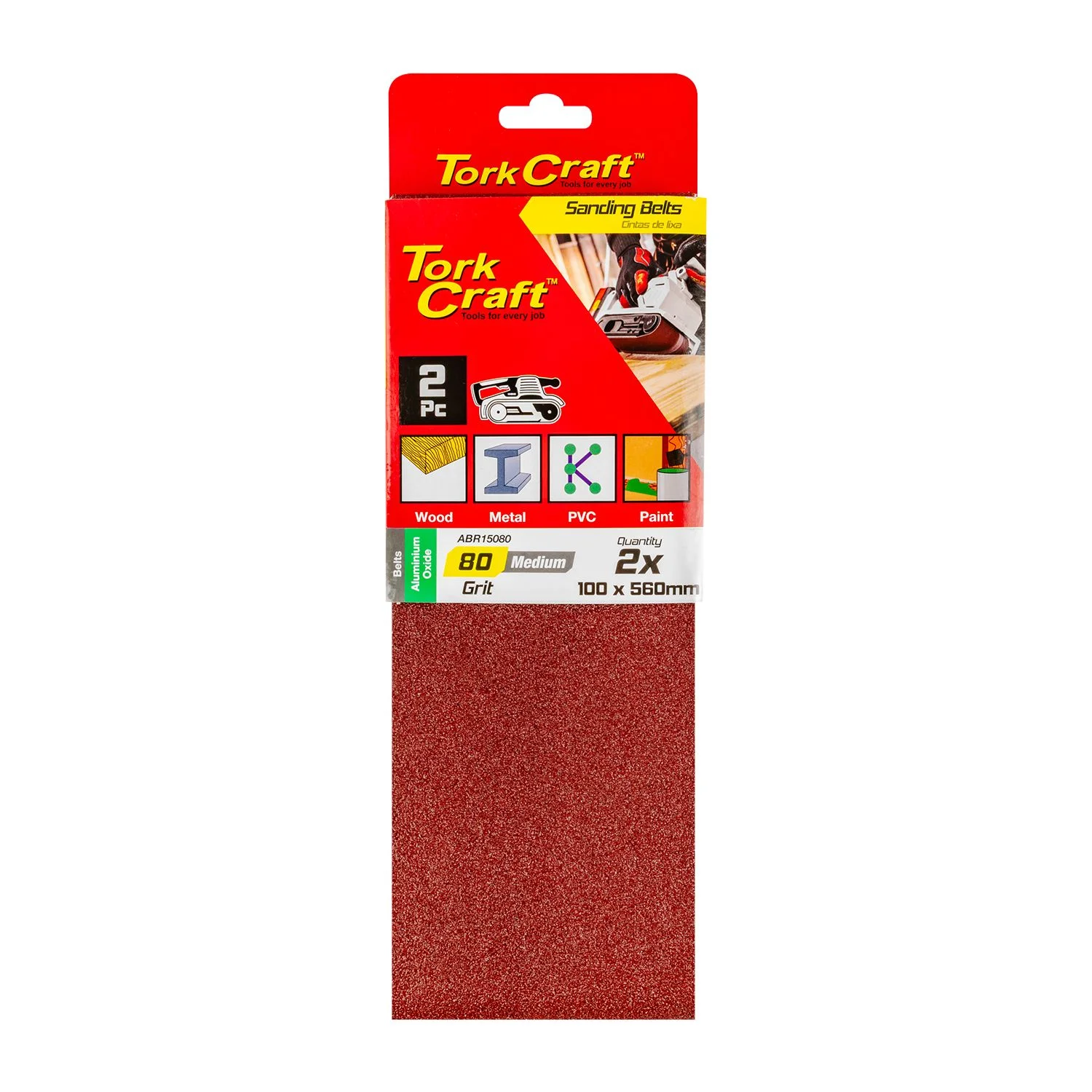 ABR15080.webp SANDING BELT 100 X 560MM 80GRIT 2/PACK - Image 1