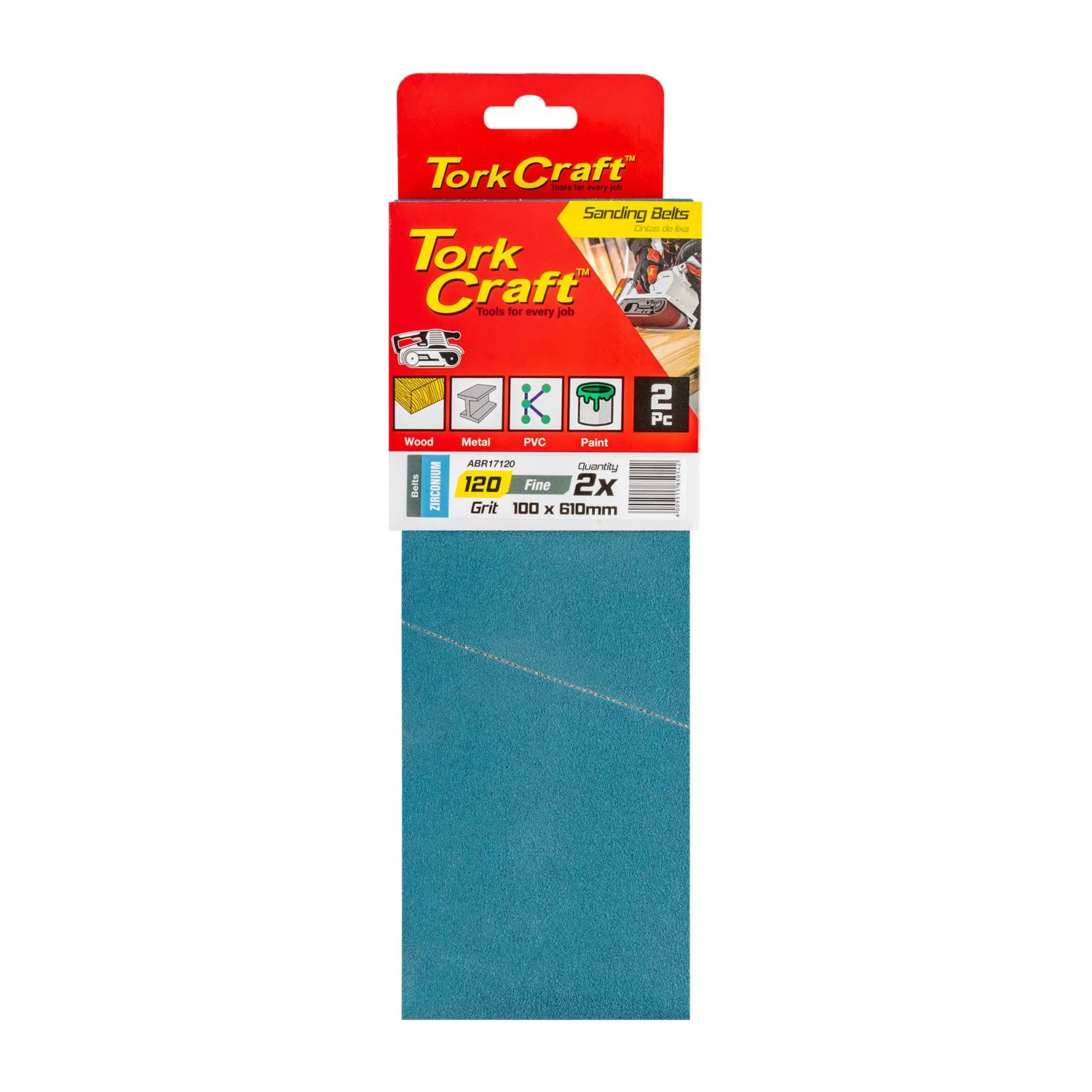 ABR17120.webp SANDING BELT ZIRCONIUM 100 X 610MM 120GRIT 2/PACK - Image 1