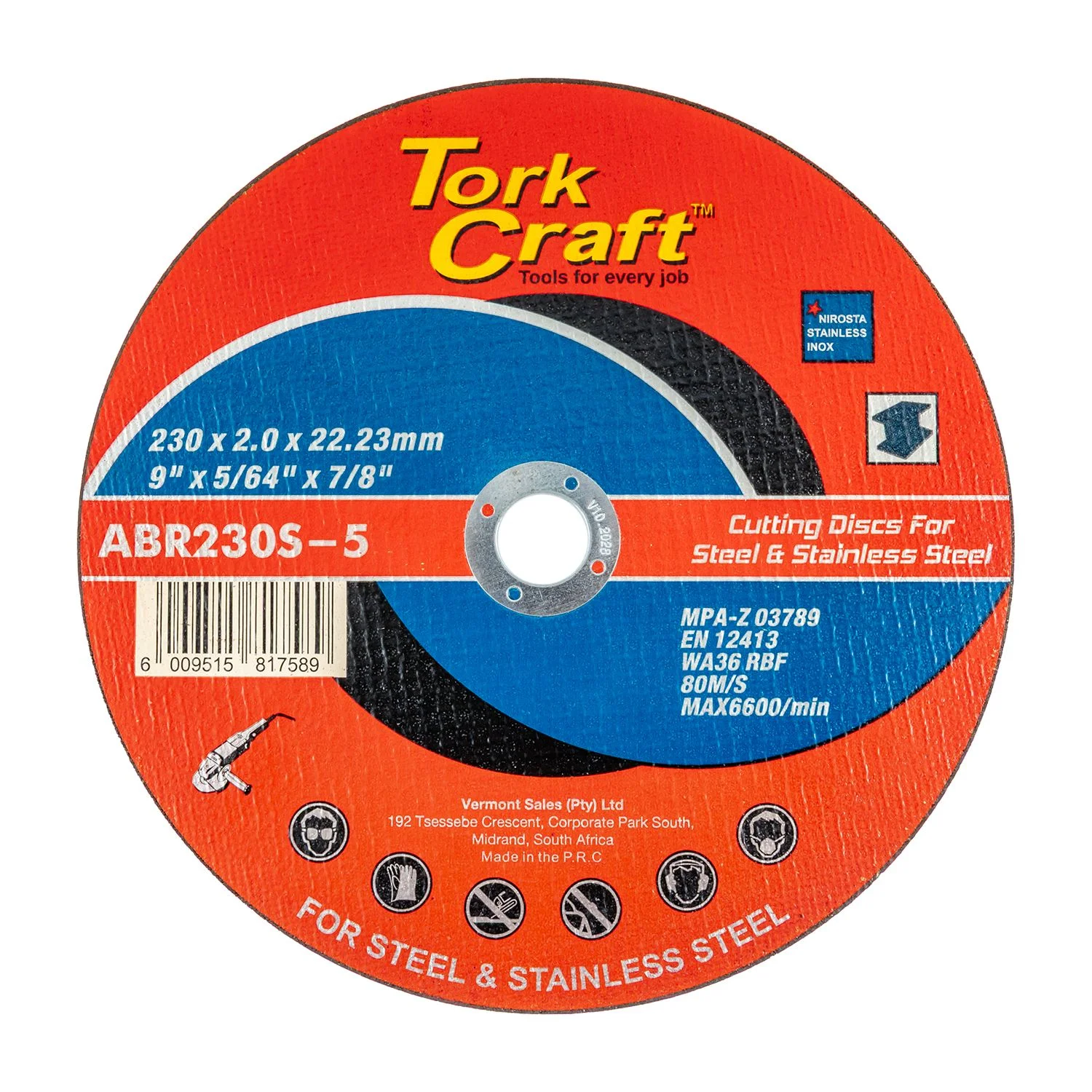 ABR230S-5.webp CUTTING DISC FOR STEEL AND STAINLESS STEEL 230 X 2.0 X 22.2MM - Image 1