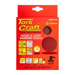 SANDING DISC 115MM 120 GRIT 10/PACK HOOK AND LOOP