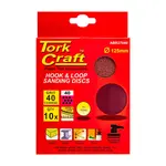 SANDING DISC 125MM NO HOLE 40 GRIT 10/PACK HOOK AND LOOP