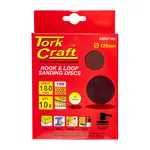 SANDING DISC 125MM NO HOLE 180 GRIT 10/PACK HOOK AND LOOP