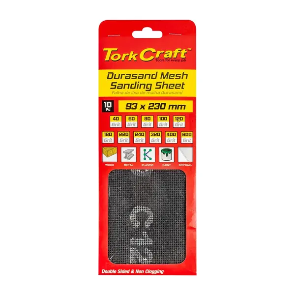 DURASAND MESH SANDING SHEET 120GRIT 93 X 230MM 10PC PER PACK