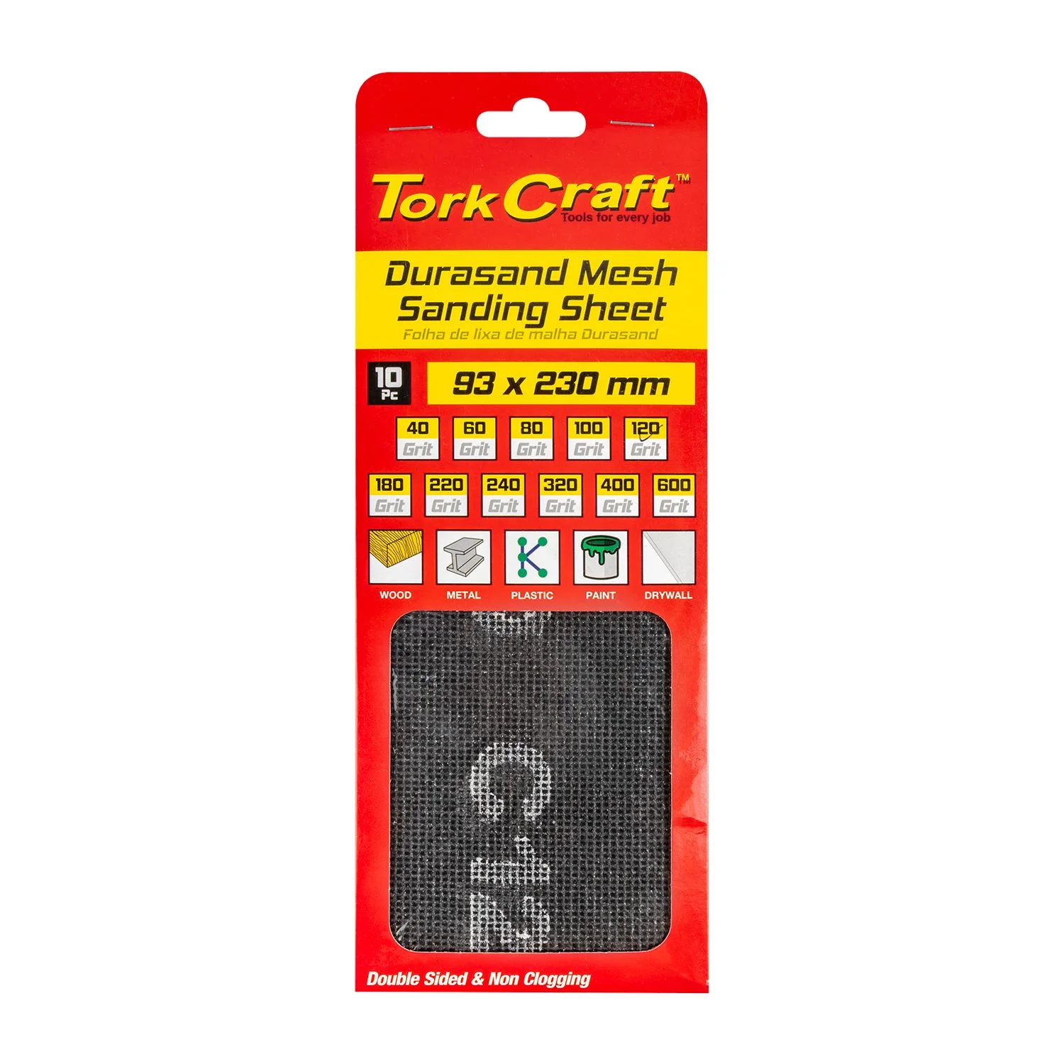 ABR43120.webp DURASAND MESH SANDING SHEET 120GRIT 93 X 230MM 10PC PER PACK - Image 1