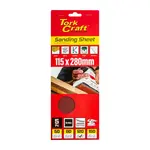 SANDING SHEET ORB 115 X 280MM 120 GRIT NO HOLES 5/PK HOOK AND LOOP