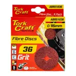 FIBRE DISC 115MM 36 GRIT 5/PACK