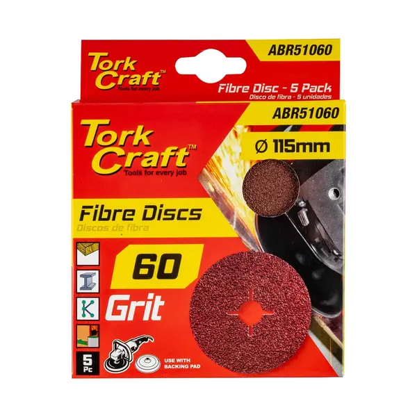 FIBRE DISC 115MM 60 GRIT 5/PACK