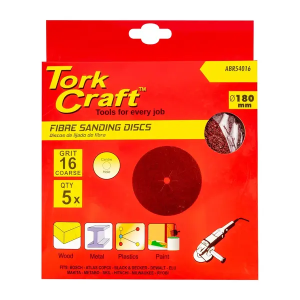 FIBRE DISC 180MM 16 GRIT 5/PACK