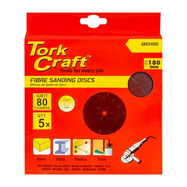 FIBRE DISC 180MM 80 GRIT 5/PACK