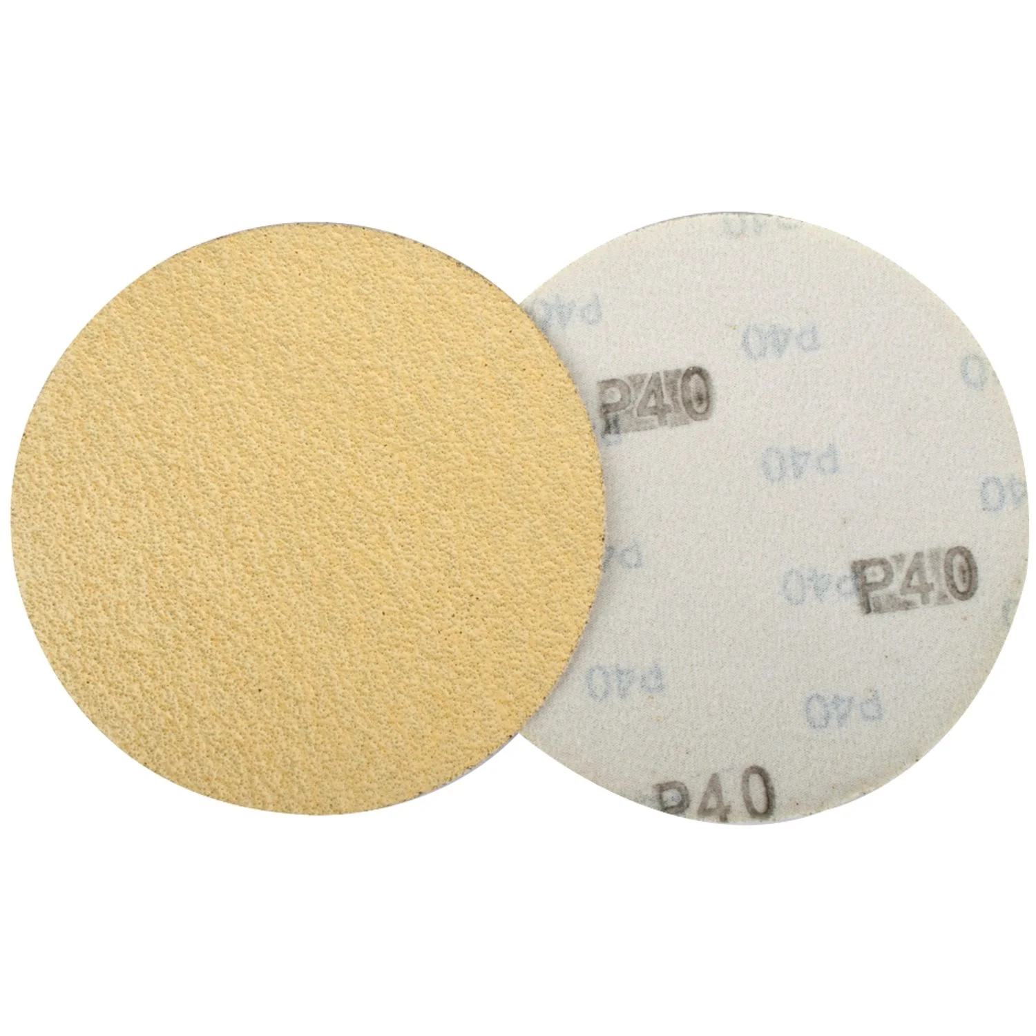 ABR95040.webp GOLD DISC (50 PIECES) 40 GRIT 150MM WITHOUT HOLE HOOK AND LOOP - Image 1