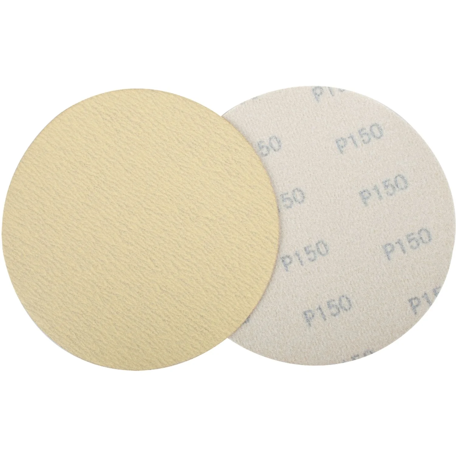 ABR95150.webp GOLD DISC (50 PIECES) 150 GRIT 150MM WITHOUT HOLE HOOK AND LOOP - Image 1