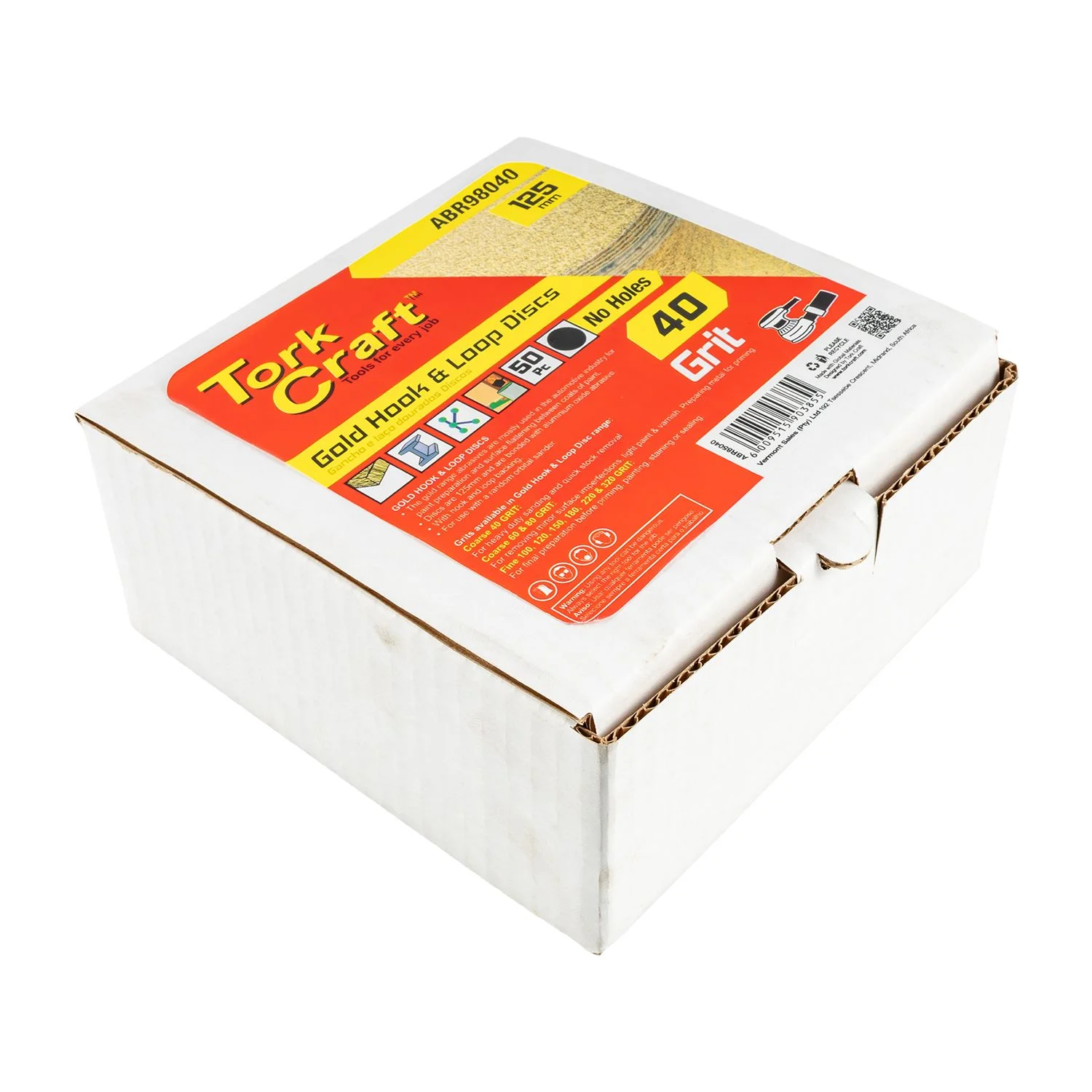 ABR98040.webp GOLD DISC (50 PIECES) 40 GRIT 125MM WITHOUT HOLE HOOK AND LOOP - Image 1