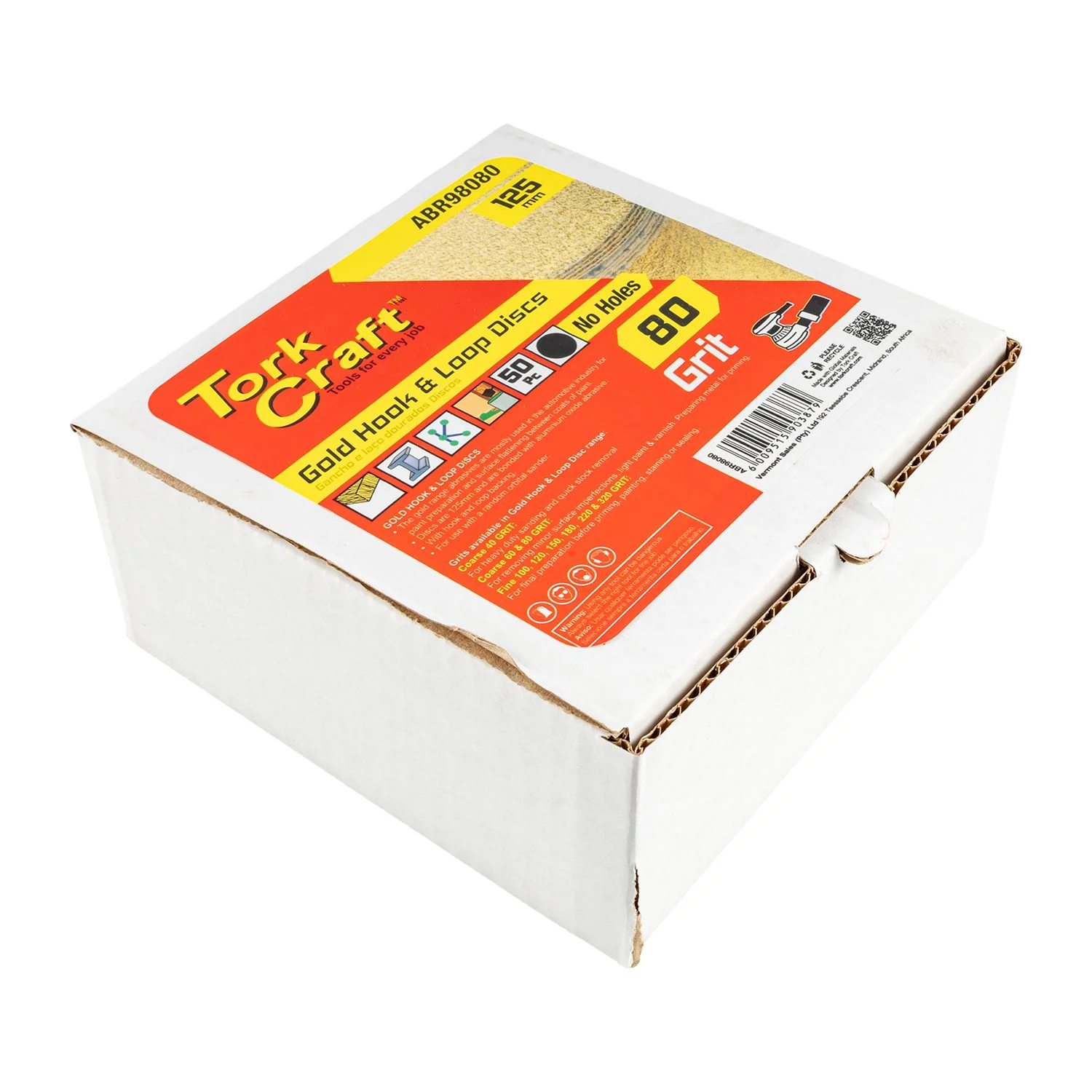 ABR98080.webp GOLD DISC (50 PIECES) 80 GRIT 125MM WITHOUT HOLE HOOK AND LOOP - Image 1