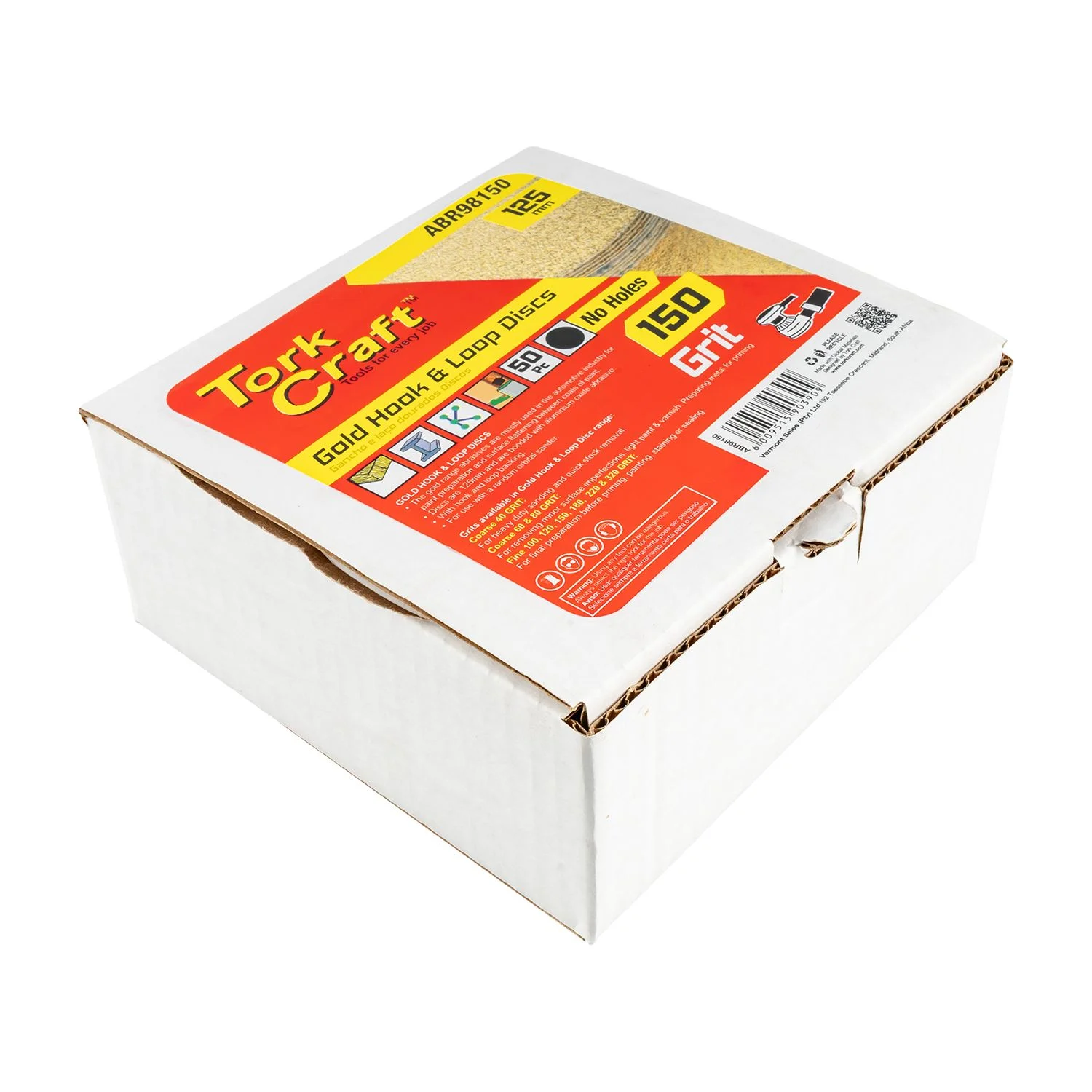 ABR98150.webp GOLD DISC (50 PIECES) 150 GRIT 125MM WITHOUT HOLE HOOK AND LOOP - Image 1