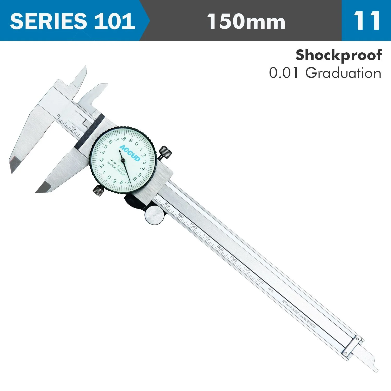 AC101-006-11.webp DIAL CALIPER 150MM 0.03MM ACC. 0.01MM GRAD. S/STEEL SHOCKPROOF - Image 1