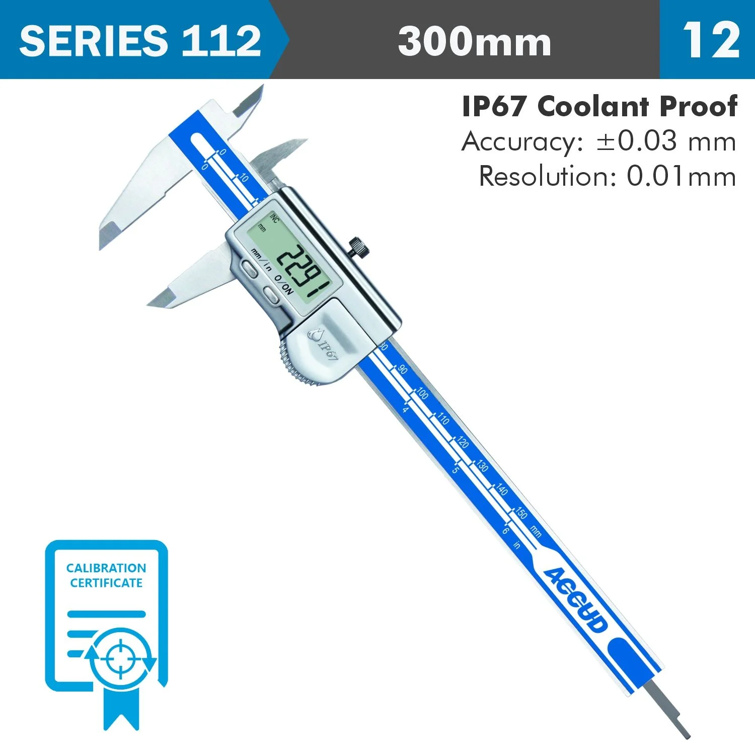 AC112-012-12Q.webp COOLANT PROOF DIGITAL CALIPER WITH CALIB - Image 1