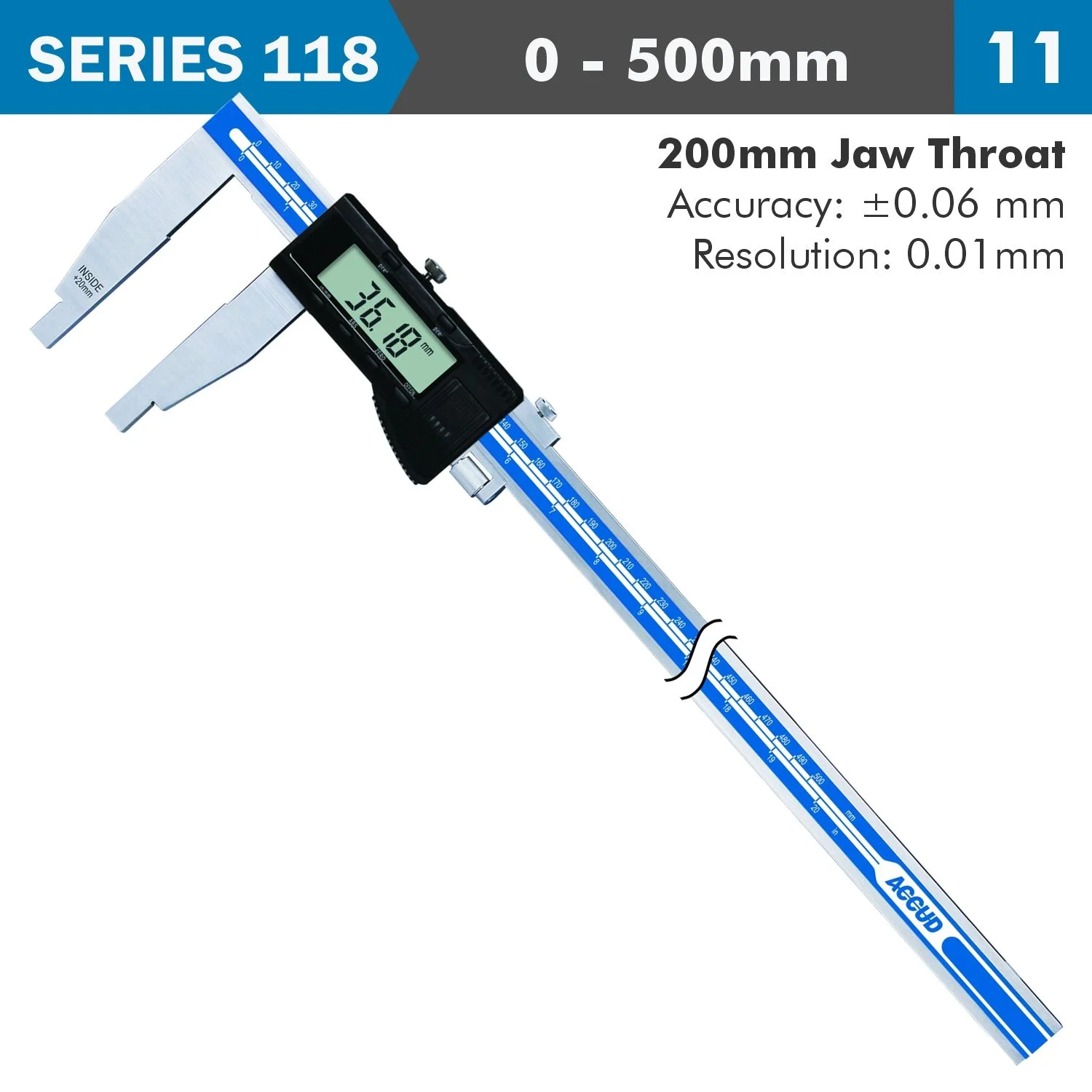 AC118-020-13.webp DIG. CALIPER 500MM 0.06MM ACC. S/STELL 0.01MM RES. - Image 1