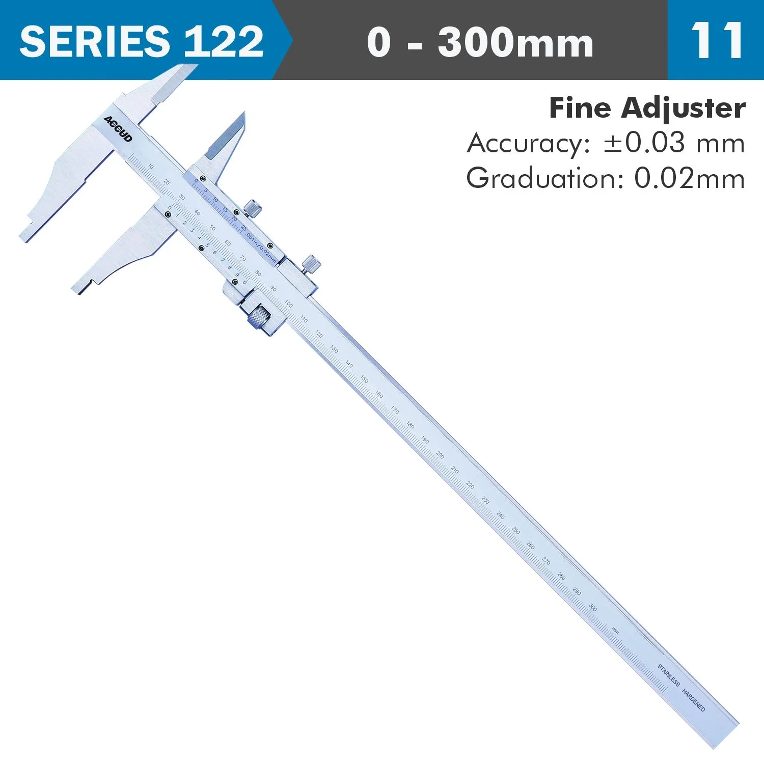 AC122-012-11.webp VERNIER CALIPER 300MM 0.03MM ACC. FINE ADJ. 0.02MM GRAD. S/STEEL - Image 1