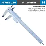 VERNIER CALIPER 200MM AUTO THUMB CLAMP 0.05MM ACC. 0.05MM GRAD. S/STEE