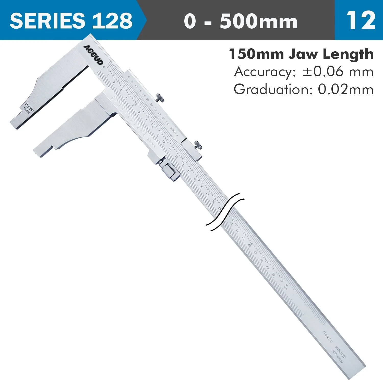 AC128-020-12.webp VERNIER CALIPER JAW LENGTH 150MM 0-500MM - Image 1