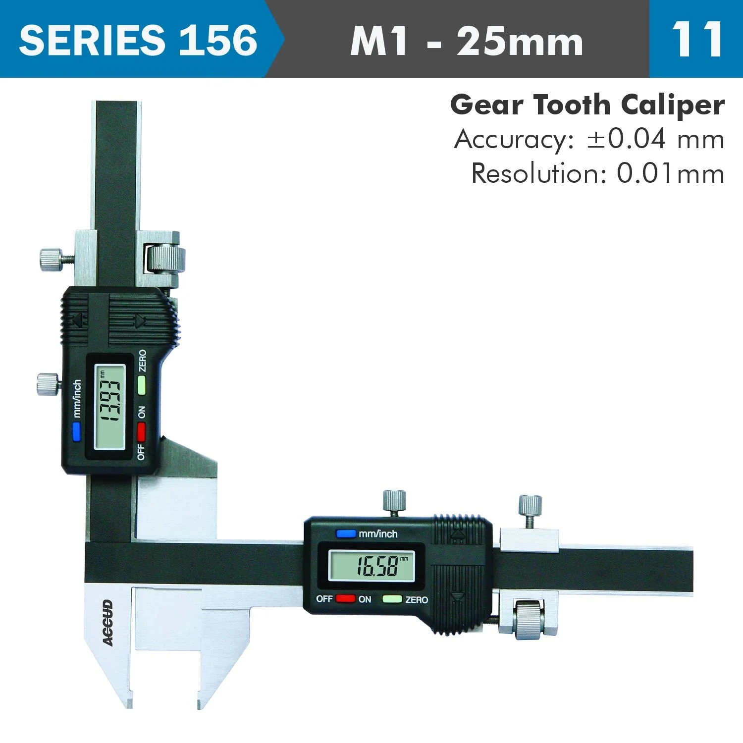AC156-001-11.webp DIG. CALIPER M1-25MM OFFSET GEAR TOOTH 0.04MM ACC. 0.01MM RES. S/STEEL - Image 1