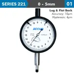 DIAL INDICATOR 5MM 0.001MM GRAD. LUGandFLAT BACK