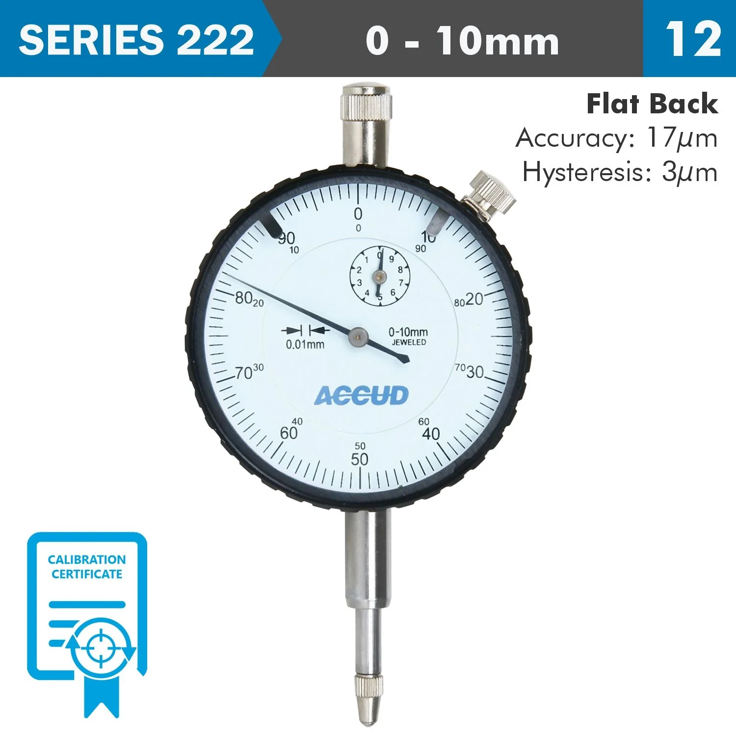 AC222-010-12Q.webp DIAL INDICATOR WITH CALIBRATION CERTIFICATE - Image 1