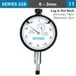 DIAL INDICATOR 3MM BEZEL 0.01MM GRAD. LUGandFLAT BACK