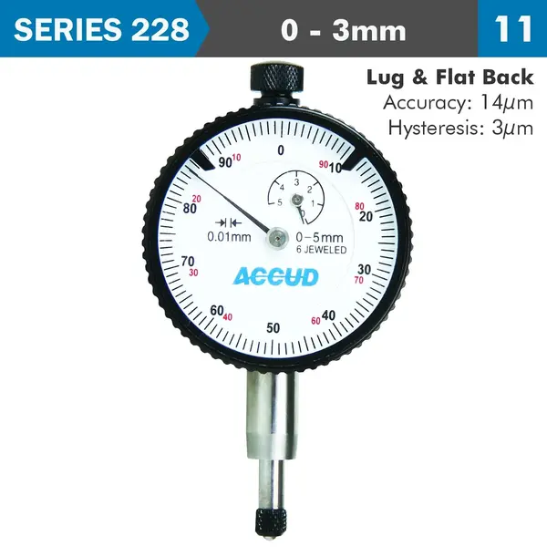 DIAL INDICATOR 3MM BEZEL 0.01MM GRAD. LUGandFLAT BACK