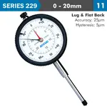 DIAL INDICATOR 20MM 0.01MM GRAD. LUGandFLAT BACK