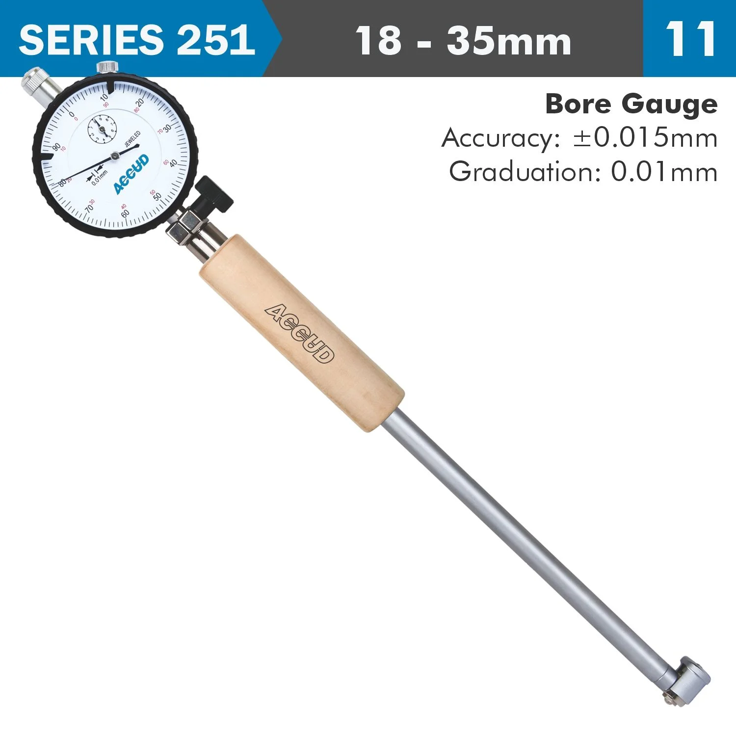 AC251-035-11.webp DIAL BORE GAUGE 18-35MM 0.015MM ACC. 0.001MM GRAD. - Image 1