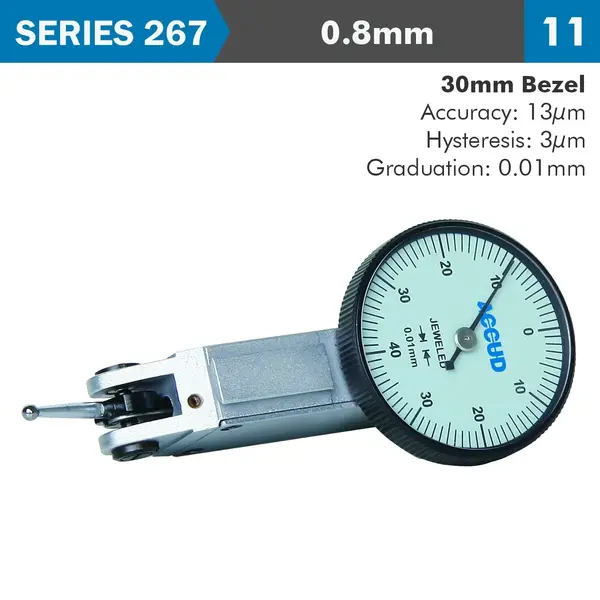 DIAL TEST INDICATOR 0.8MM 30MM BEZELD 0.013MM ACC. 0.01MM GRAD